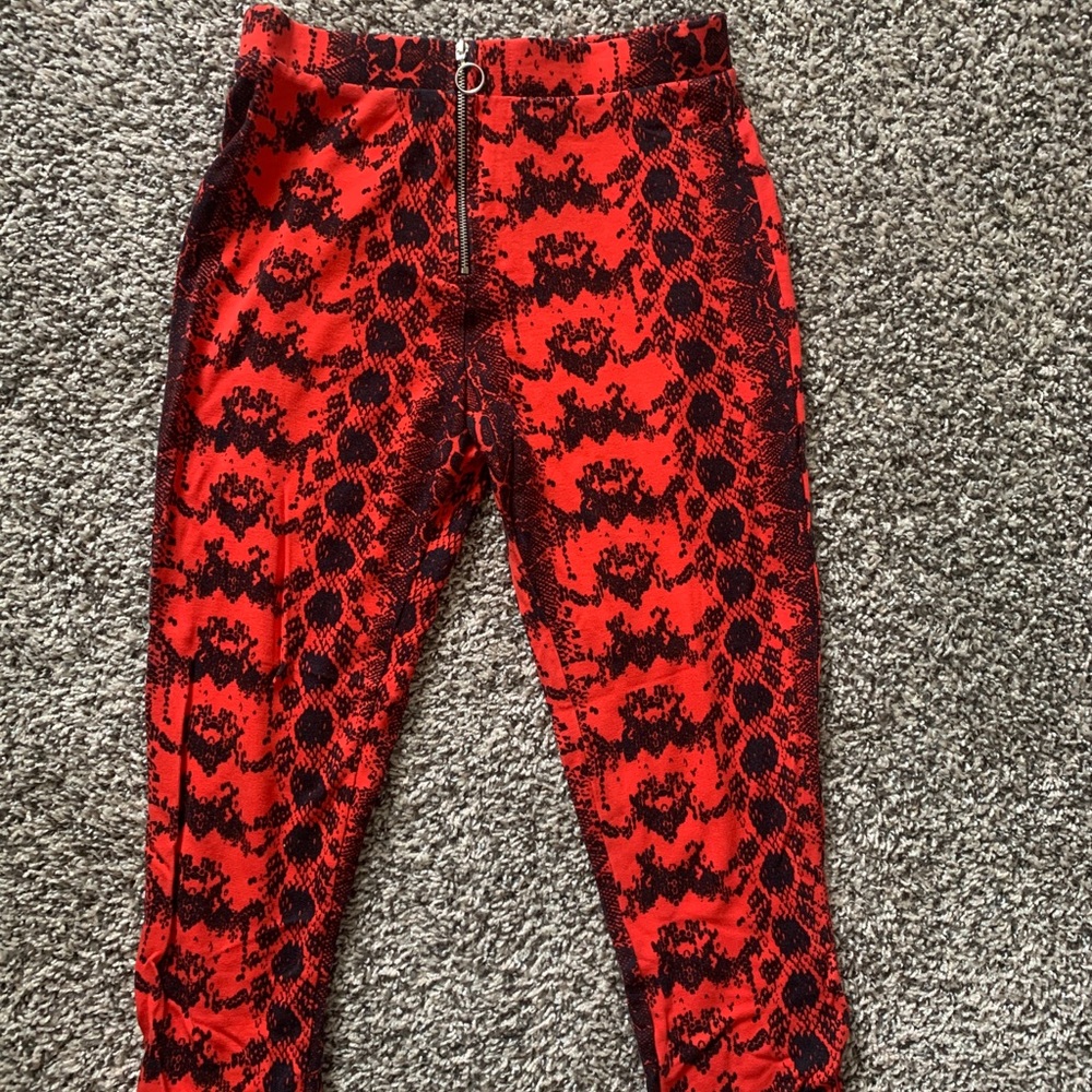 ASOS Red Snakeprint Pants Petite